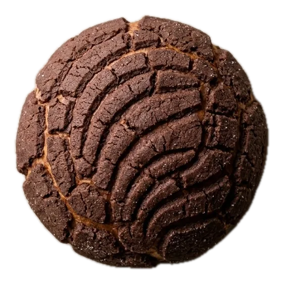 Concha de chocolate con costra agrietada