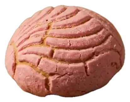 Concha rosa de fresa con su costra agrietada