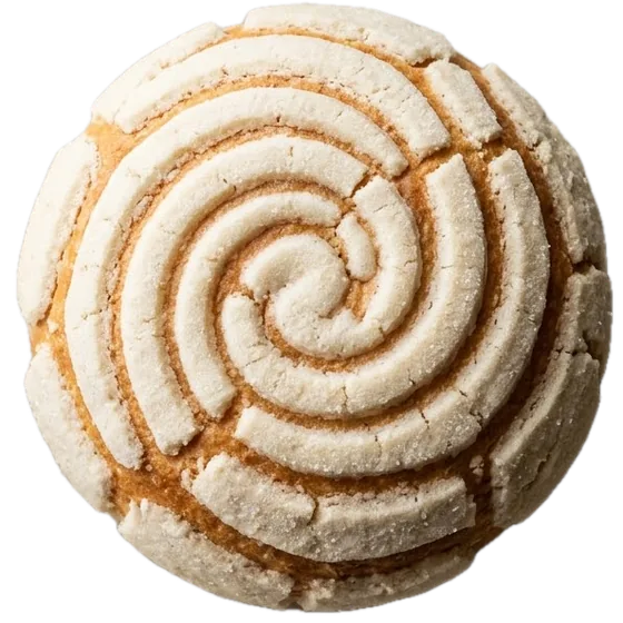 Concha de vainilla con costra de azúcar en forma de caracol